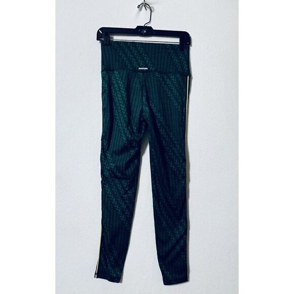 Aerie Womens Medium Leggings Green Braided Print Yellow Stripe Stretch Yoga - Picture 4 of 9